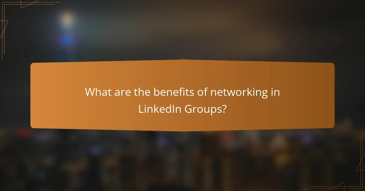 What are the benefits of networking in LinkedIn Groups?