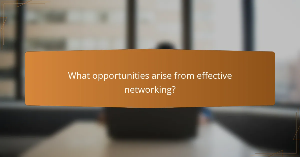 What opportunities arise from effective networking?